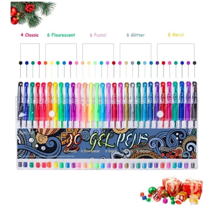Art Gel Pens for Adult Coloring Books, 30 Colors Fine Point Gel Marker Pen - Thumbnail 5