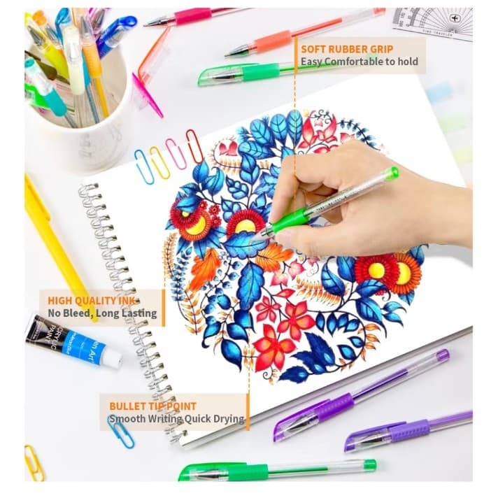 Art Gel Pens for Adult Coloring Books, 30 Colors Fine Point Gel Marker Pen - Thumbnail 3