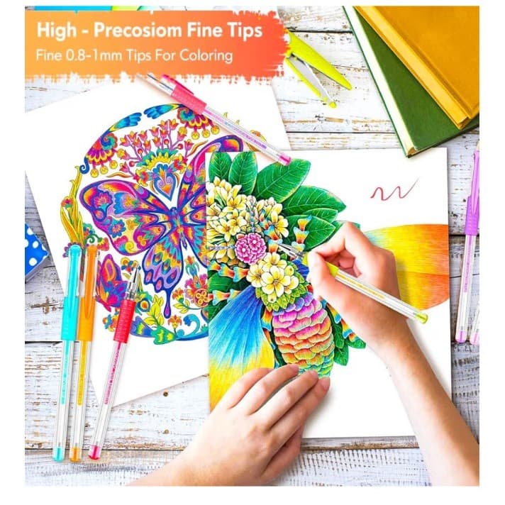 Deluxe 120 Pack Gel Pens for Kids & Adults , 60 Gel Pens, 60 refills and 1 case - Thumbnail 2