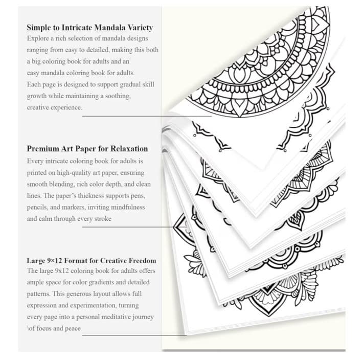 Hardcover 50 Unique Designs Spiral Coloring Book for Adults W/ Perforated Pages - Thumbnail 5