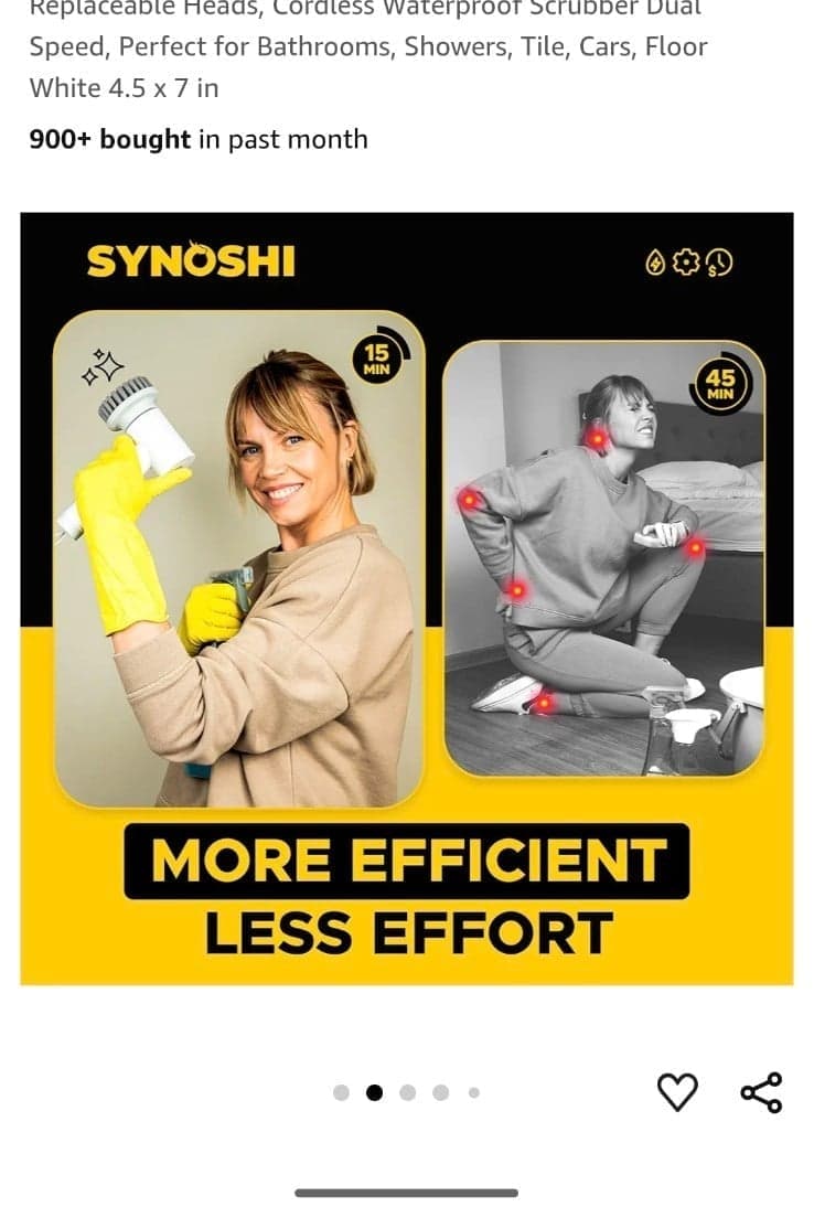 Electric Spin Scrubber, Power Cleaning Brush with 3 Replaceable Heads, Cordless - Thumbnail 2