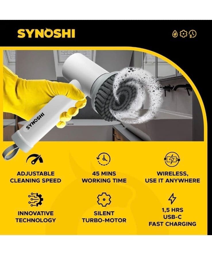 Electric Spin Scrubber, Power Cleaning Brush with 3 Replaceable Heads, Cordless - Thumbnail 4
