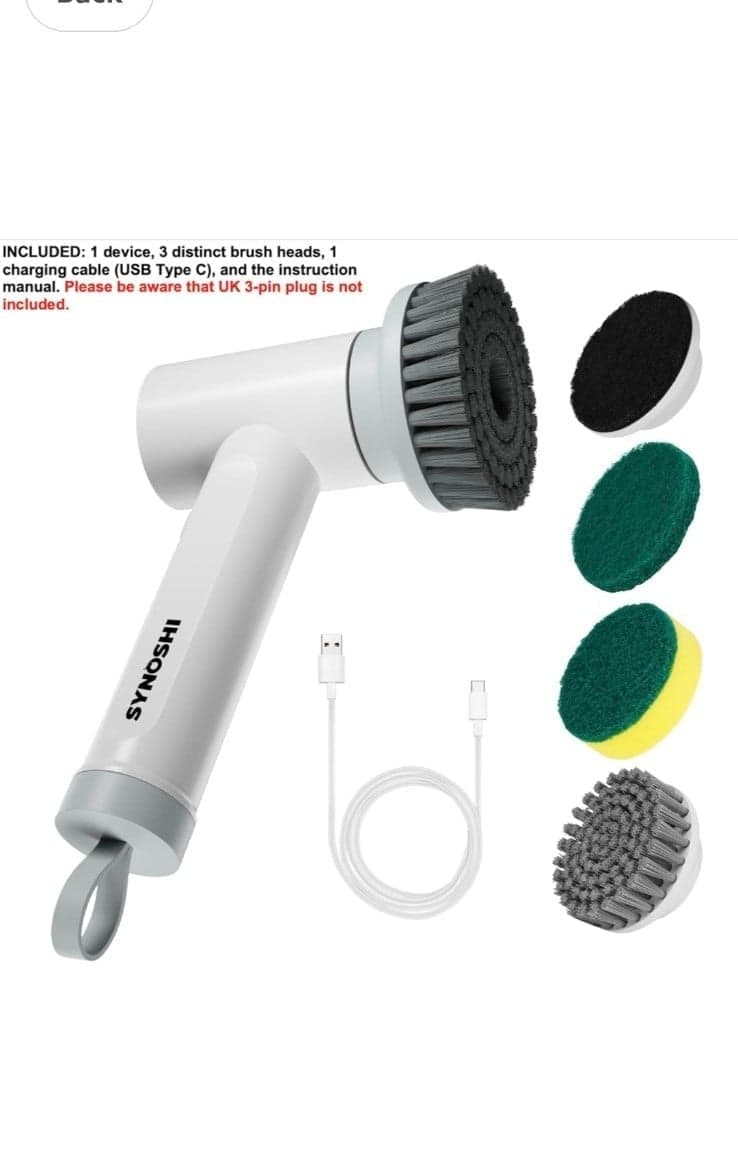 Electric Spin Scrubber, Power Cleaning Brush with 3 Replaceable Heads, Cordless - Thumbnail 8