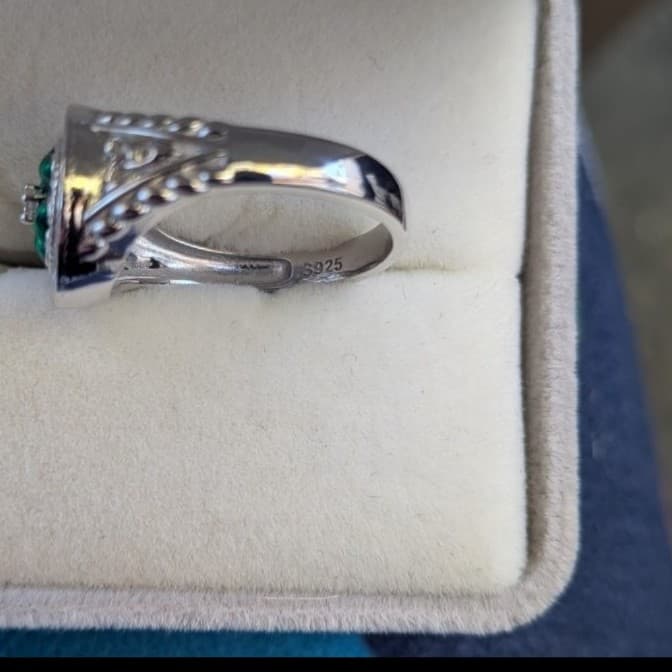 LUCKY 4 LEAF CLOVER 925 STERLING SILVER RING Size 8-1/2 - Thumbnail 2