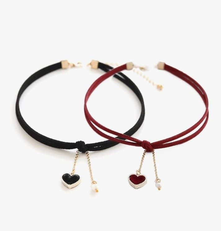 2 velvet chokers brand new black & wine red - Image 1