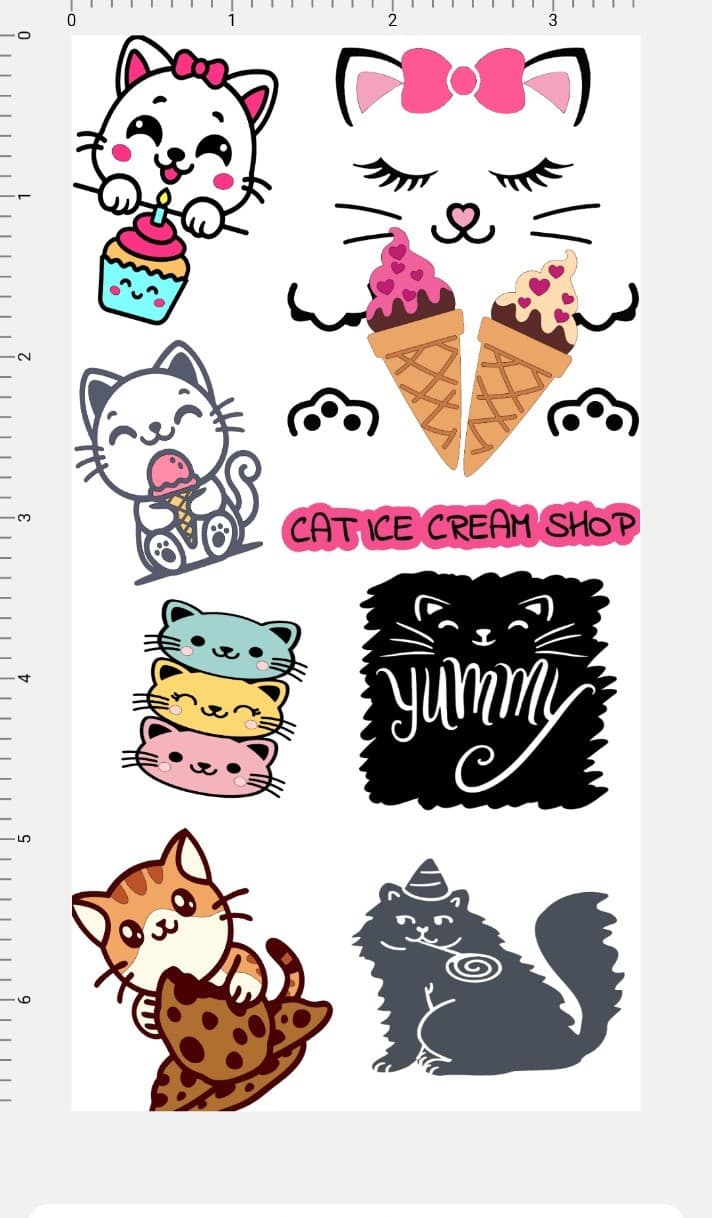 2 sheets of the ice cream cat shop stickers - Image 1
