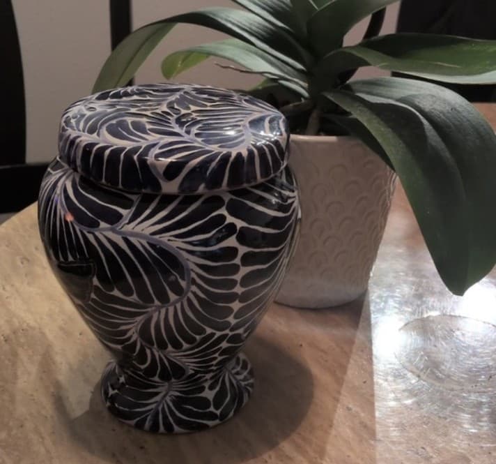 Hand Painted Mexican Talavera ceramic lidded jar Majolica pottery lidded jar. - Image 1