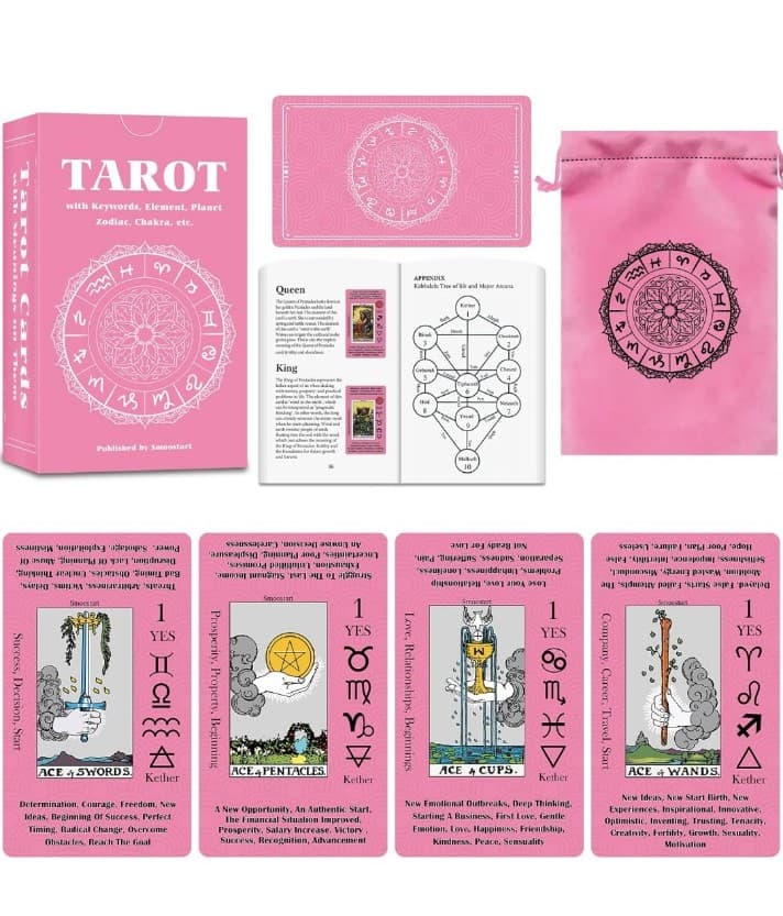 Smoostart Tarot Cards for Beginners w/ Meanings on Cards - w/ Premium Velvet bag - Image 1