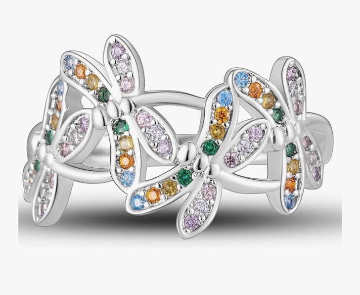 sterling silver Rainbow Dragonfly Ring size7,8,9 - Thumbnail 2
