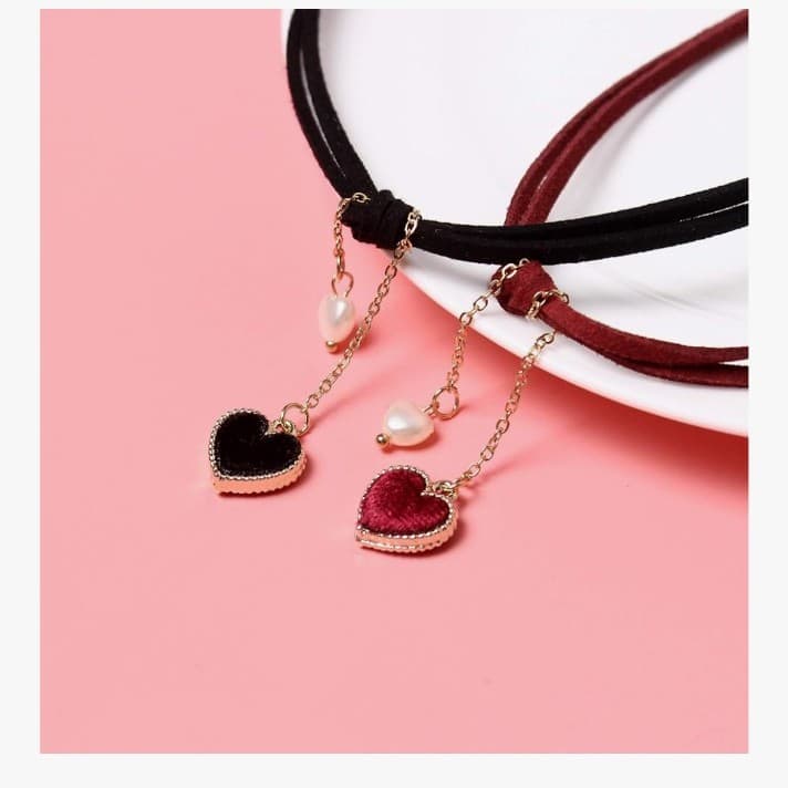 2 velvet chokers brand new black & wine red - Thumbnail 6