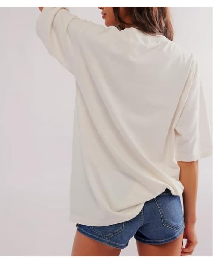 Oversized Floral Print Women's Top - White and Pink - Thumbnail 2