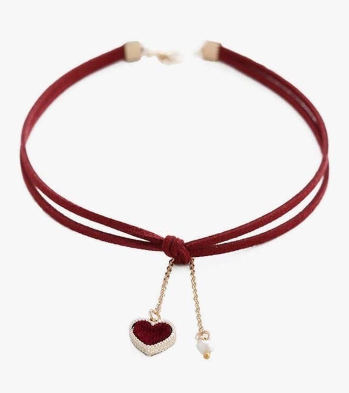 2 velvet chokers brand new black & wine red - Thumbnail 2