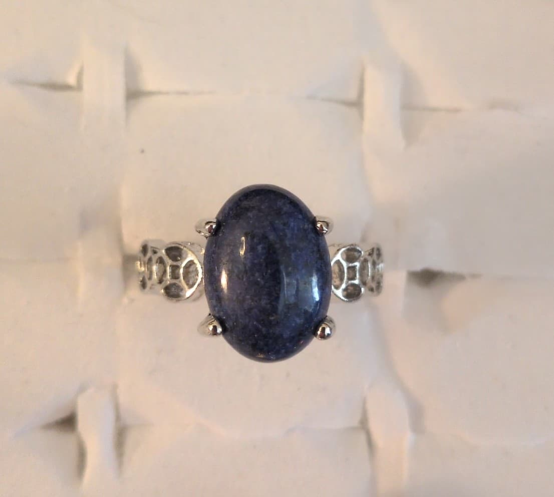Silver Ring with Deep Blue Stone - Thumbnail 4
