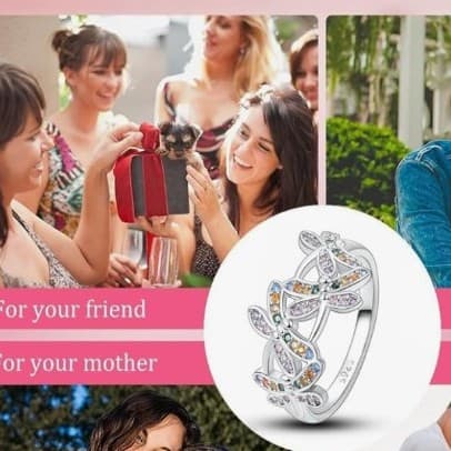 sterling silver Rainbow Dragonfly Ring size7,8,9 - Thumbnail 5