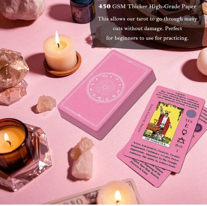 Smoostart Tarot Cards for Beginners w/ Meanings on Cards - w/ Premium Velvet bag - Thumbnail 4