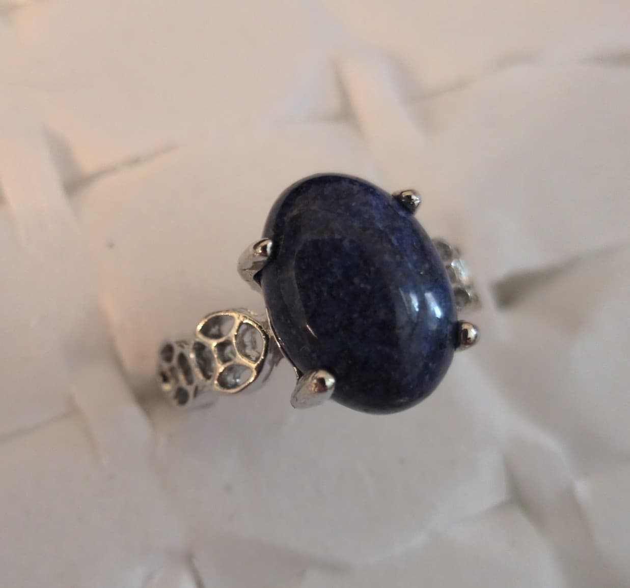 Silver Ring with Deep Blue Stone - Thumbnail 2