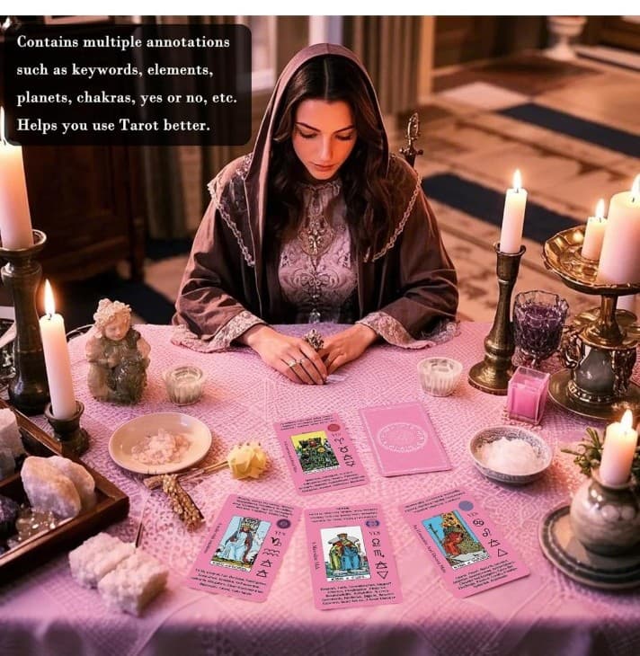 Smoostart Tarot Cards for Beginners w/ Meanings on Cards - w/ Premium Velvet bag - Thumbnail 2