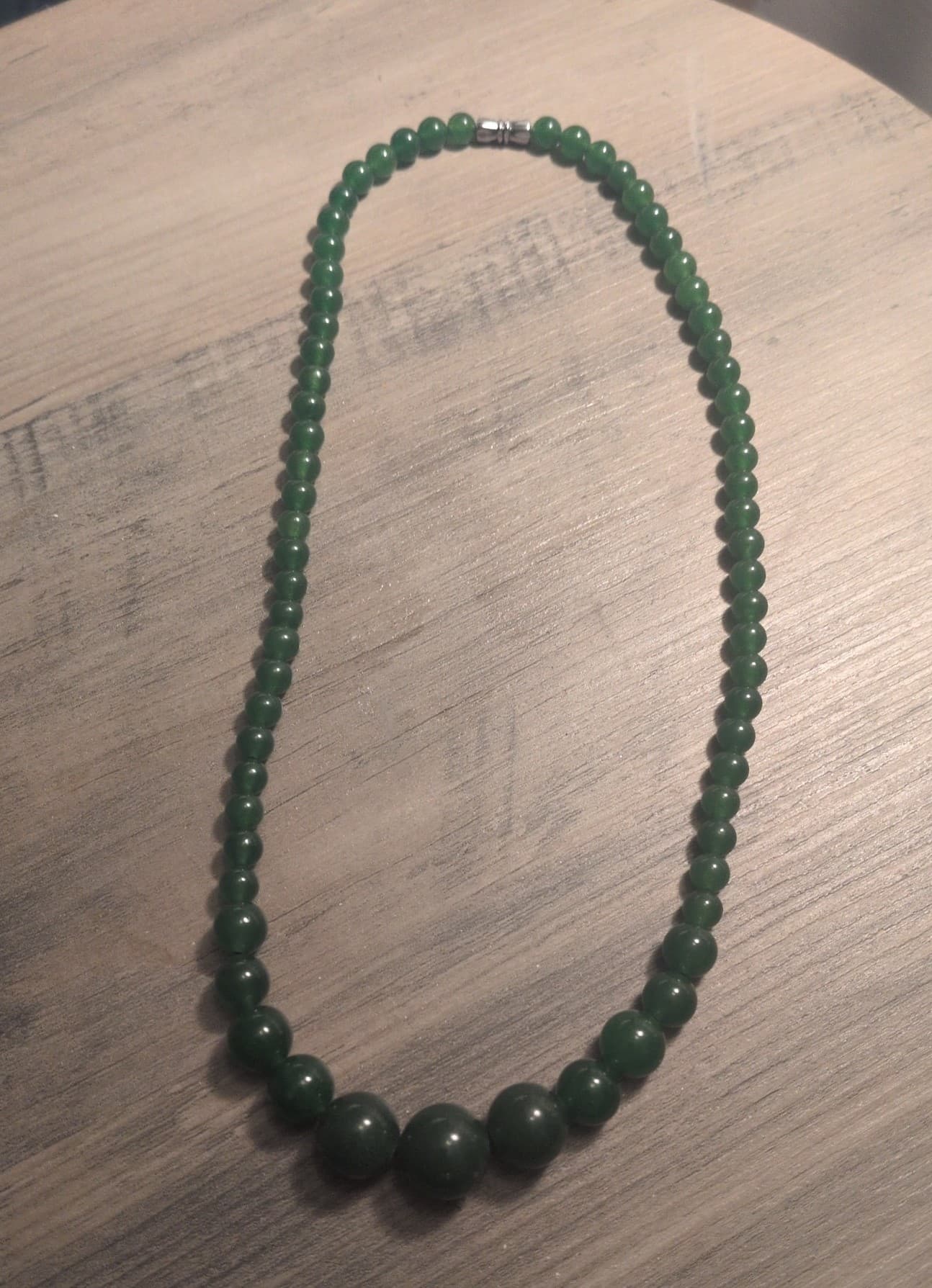 Nephrite Jade 18 inch Single-Strand Beaded Necklace with a clasp. - Thumbnail 4