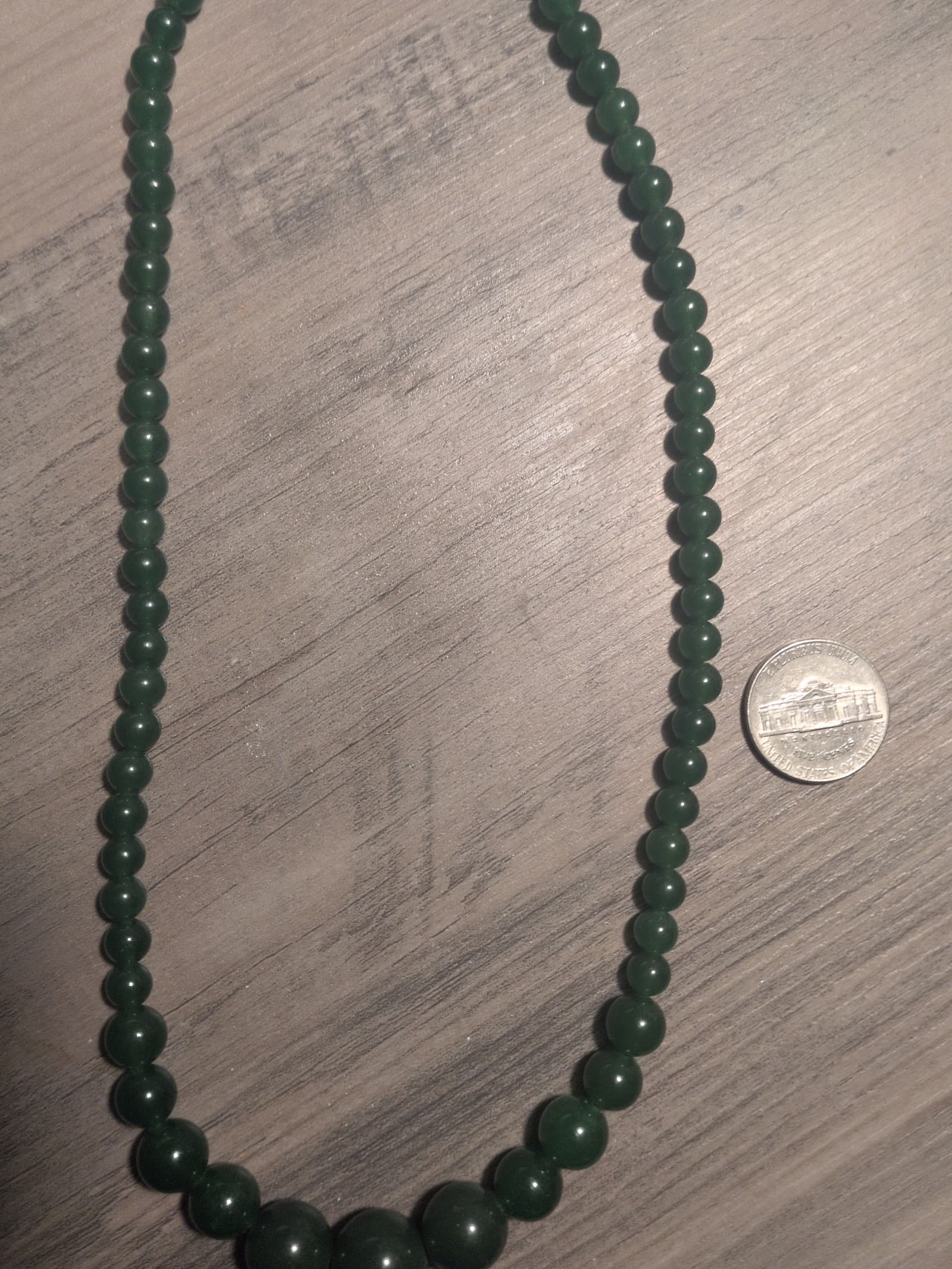 Nephrite Jade 18 inch Single-Strand Beaded Necklace with a clasp. - Thumbnail 7