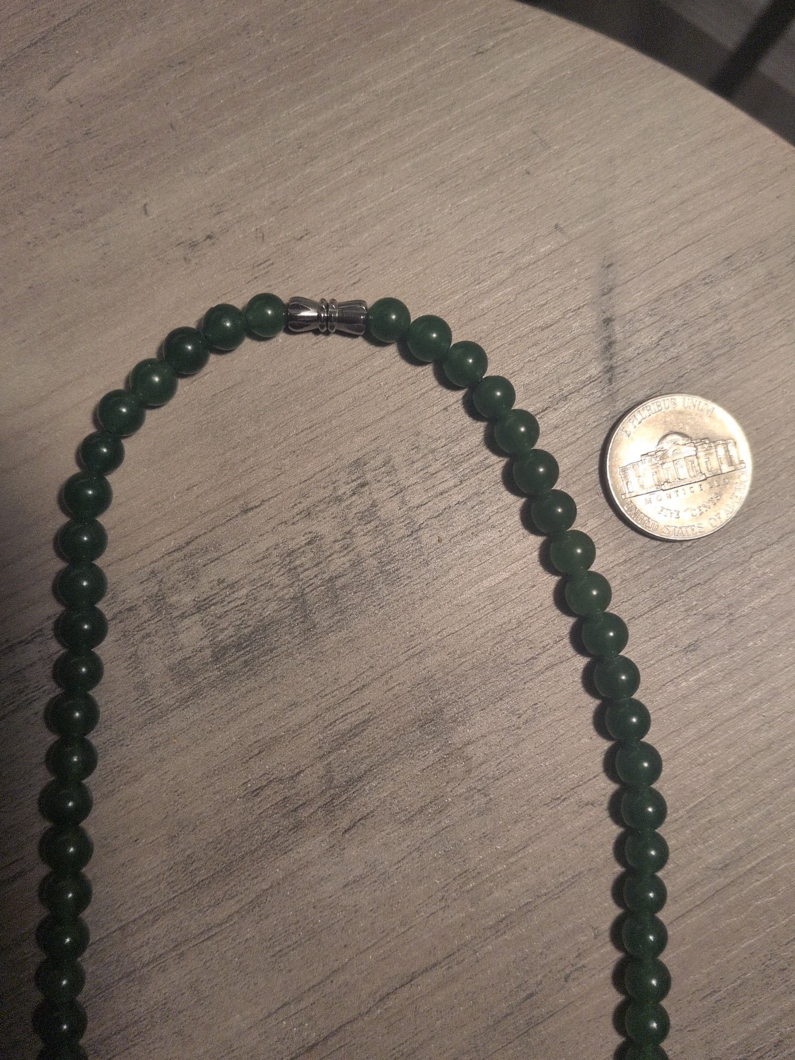 Nephrite Jade 18 inch Single-Strand Beaded Necklace with a clasp. - Thumbnail 8