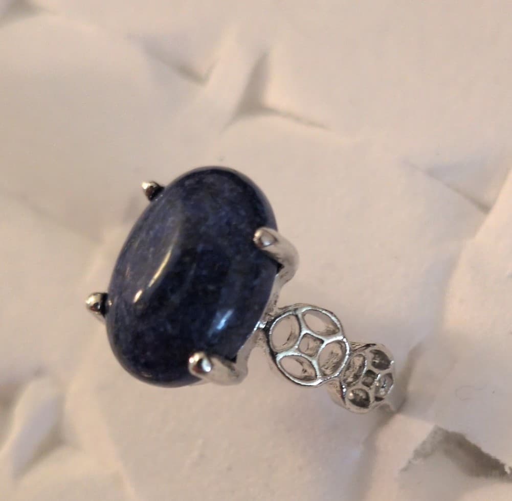 Silver Ring with Deep Blue Stone - Thumbnail 3