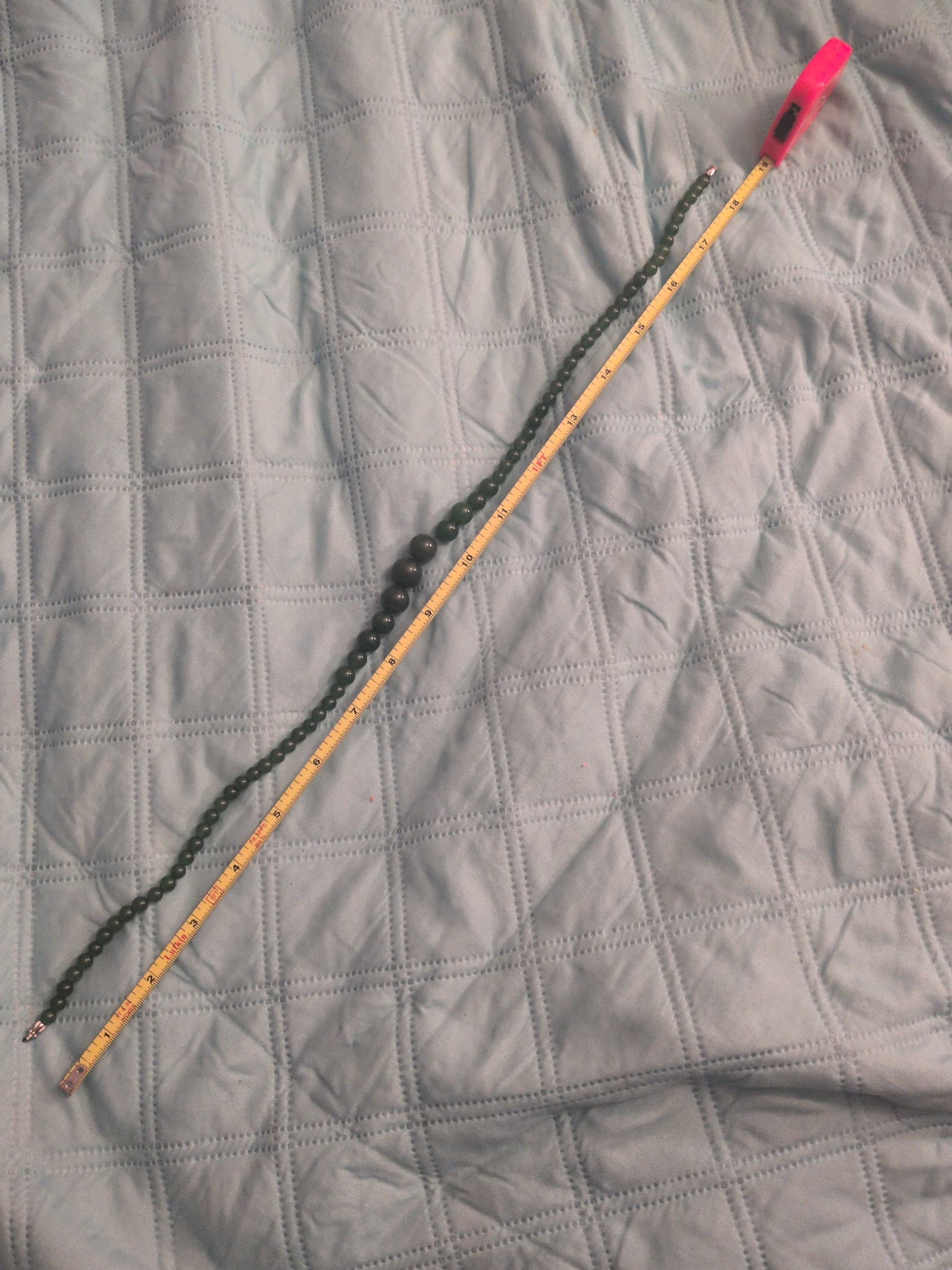 Nephrite Jade 18 inch Single-Strand Beaded Necklace with a clasp. - Thumbnail 2