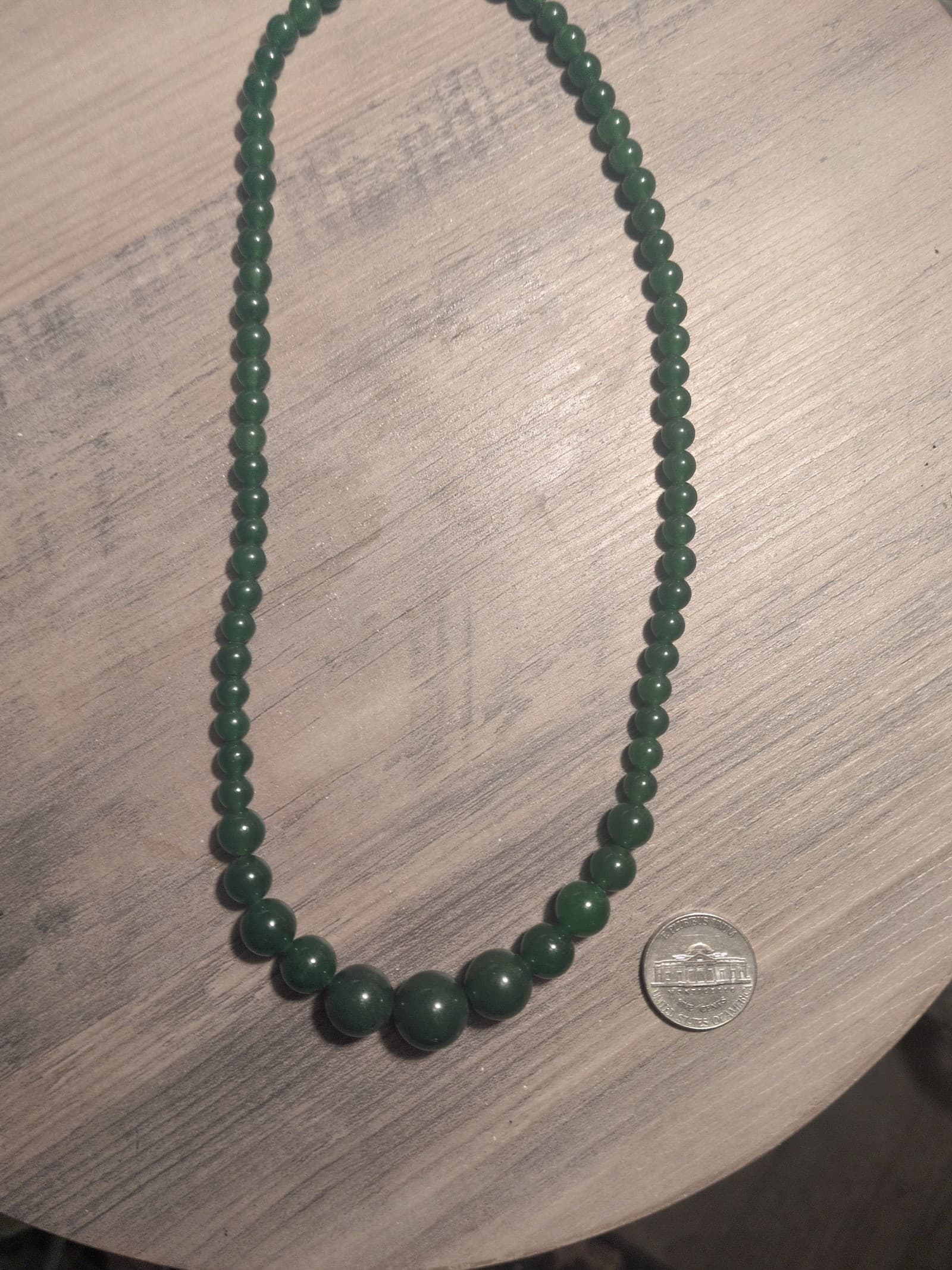 Nephrite Jade 18 inch Single-Strand Beaded Necklace with a clasp. - Thumbnail 6