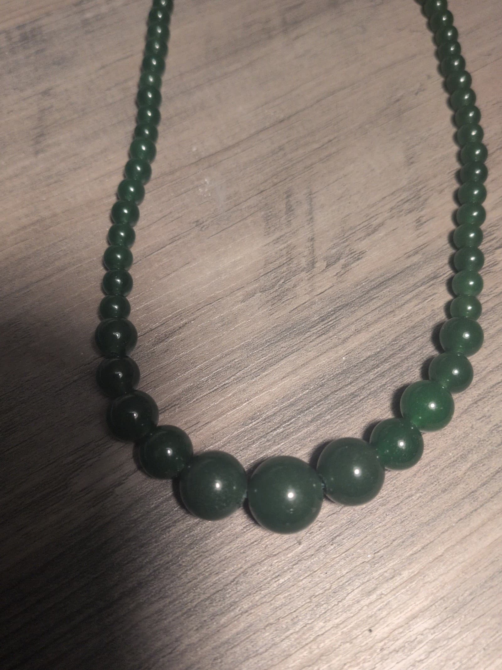 Nephrite Jade 18 inch Single-Strand Beaded Necklace with a clasp. - Thumbnail 5