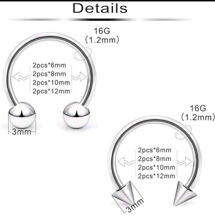 8 Hot Topic Silver Hoop and Spike Earrings Set - Thumbnail 4