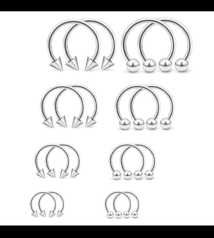 8 Hot Topic Silver Hoop and Spike Earrings Set - Image 1