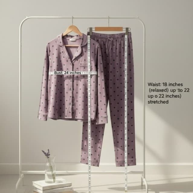 Luxury 100% Cotton Heart Print Pajama Set - High-End Button Down Sleepwear - New - Thumbnail 11