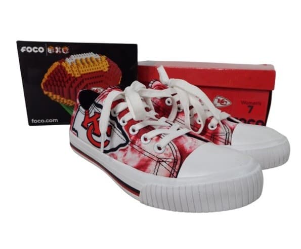 FOCO Kansas City Chiefs Women’s Shoes (Size 7) + FOCO BRXLZ Football Set - Image 1
