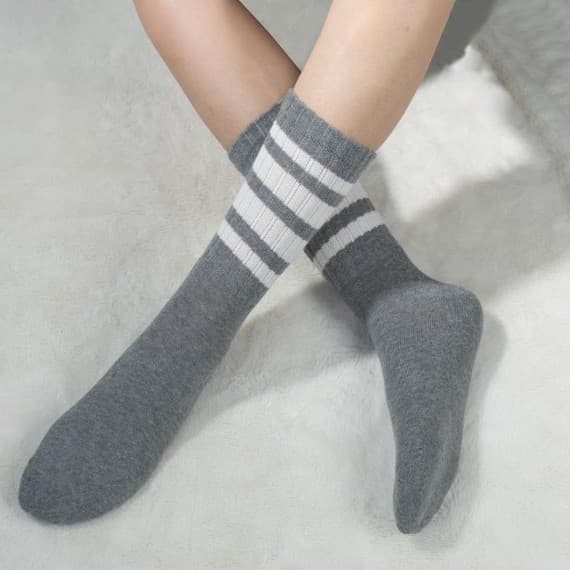 Striped Crew Socks Women - Retro Novelty Socks - Stretchy Casual Athletic Cotton - Thumbnail 2