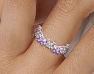 Pink & purple butterfly 925 Sterling Silver Rings size 8 - Thumbnail 4