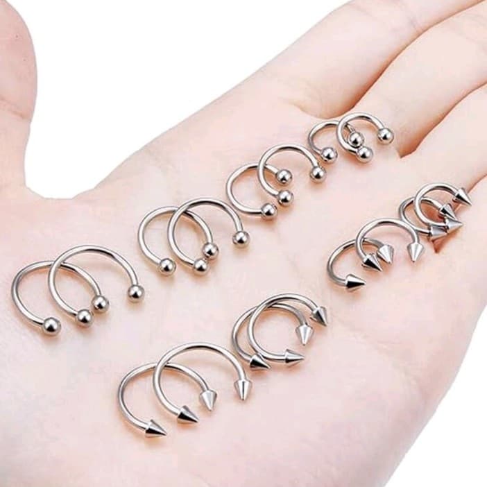 8 Hot Topic Silver Hoop and Spike Earrings Set - Thumbnail 2