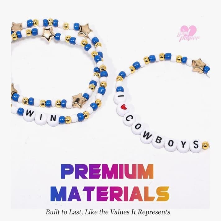 Dallas Cowboys Merch Inspired Bracelets 3 Pcs Stackable Stretch Beaded Bracelet - Thumbnail 3