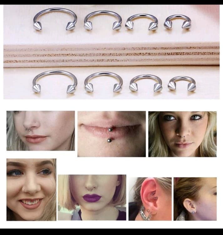 8 Hot Topic Silver Hoop and Spike Earrings Set - Thumbnail 5