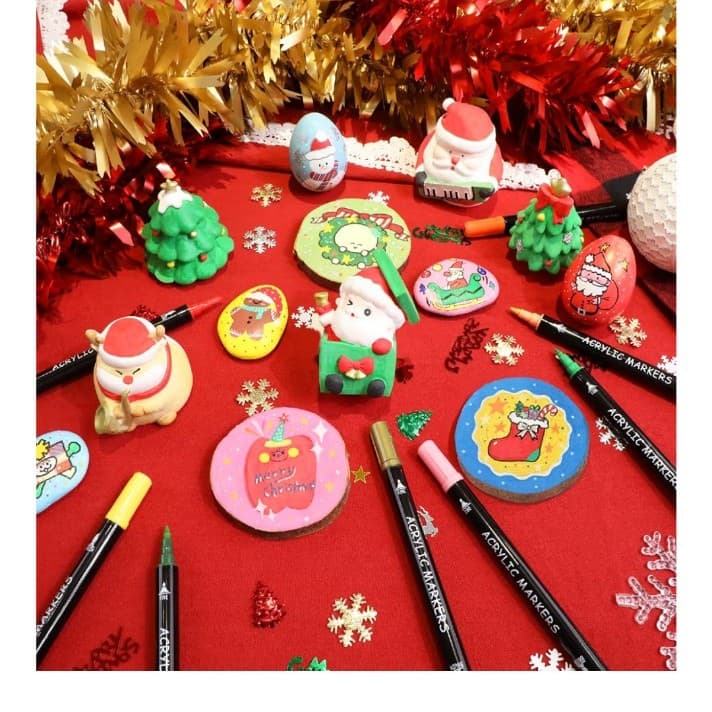 Recheel 30Colors Acrylic Paint Markers, Dual Tip Fine &Brush Tips for Detail Art - Thumbnail 5