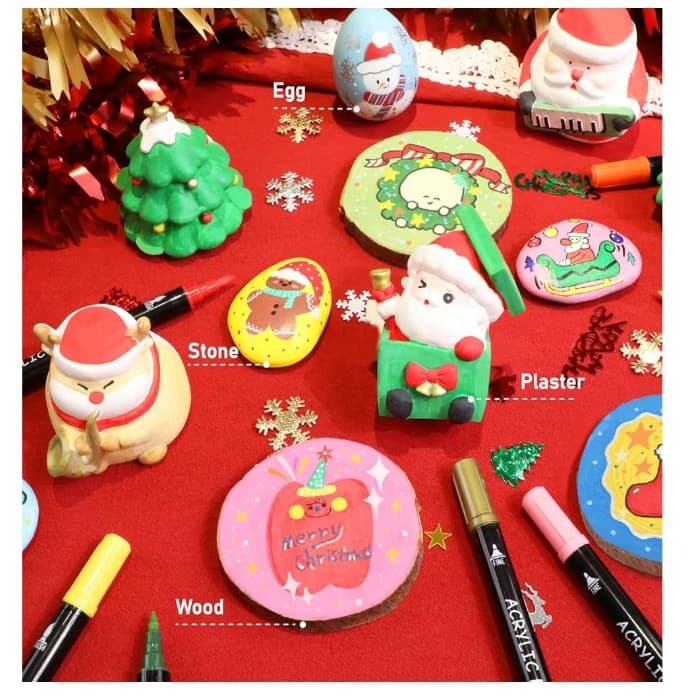 Recheel 30Colors Acrylic Paint Markers, Dual Tip Fine &Brush Tips for Detail Art - Thumbnail 2