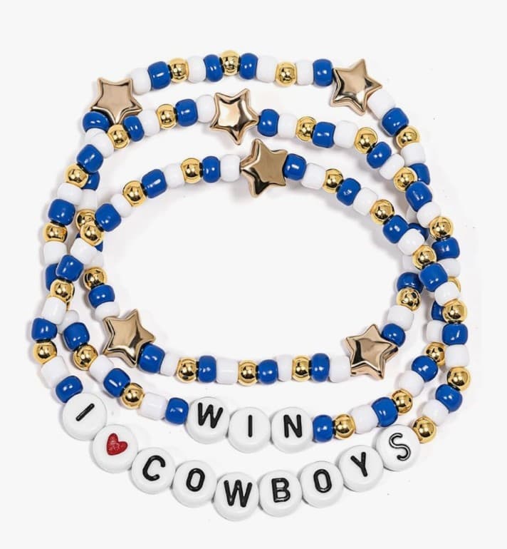 Dallas Cowboys Merch Inspired Bracelets 3 Pcs Stackable Stretch Beaded Bracelet - Image 1