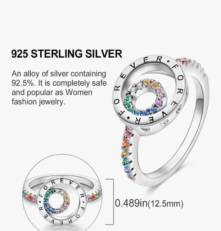 Sterling silver Forever colorful ring give yourself the perfect Valentine's gift - Thumbnail 3