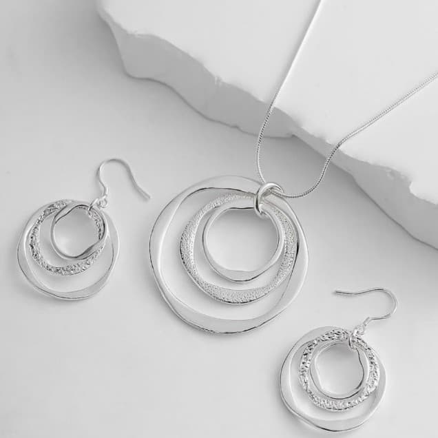 Sterling silver 925 necklace and earrings set comes with velvet Gift pouch - Thumbnail 2