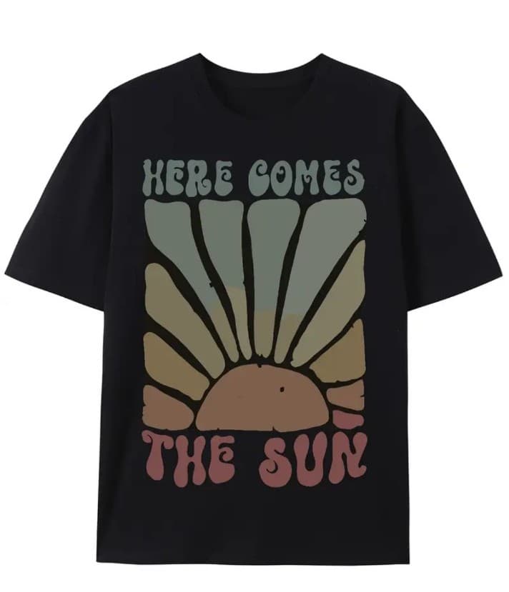 Retro Sun Graphic Black Tee - Image 1