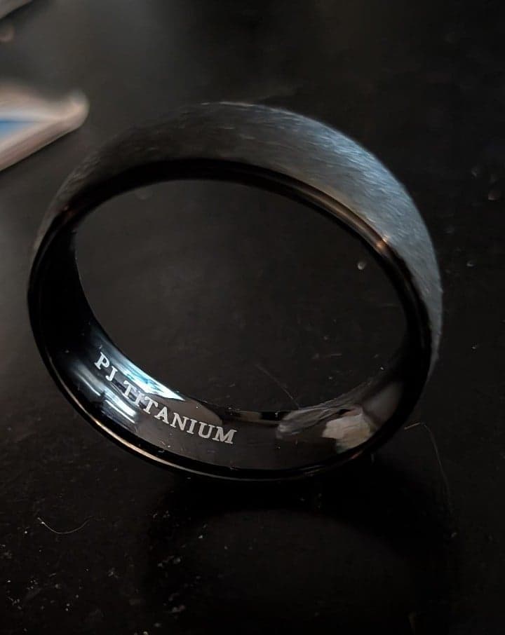 PJ titanium sandblasted men's size 11 and 1/2 black ring - Thumbnail 8
