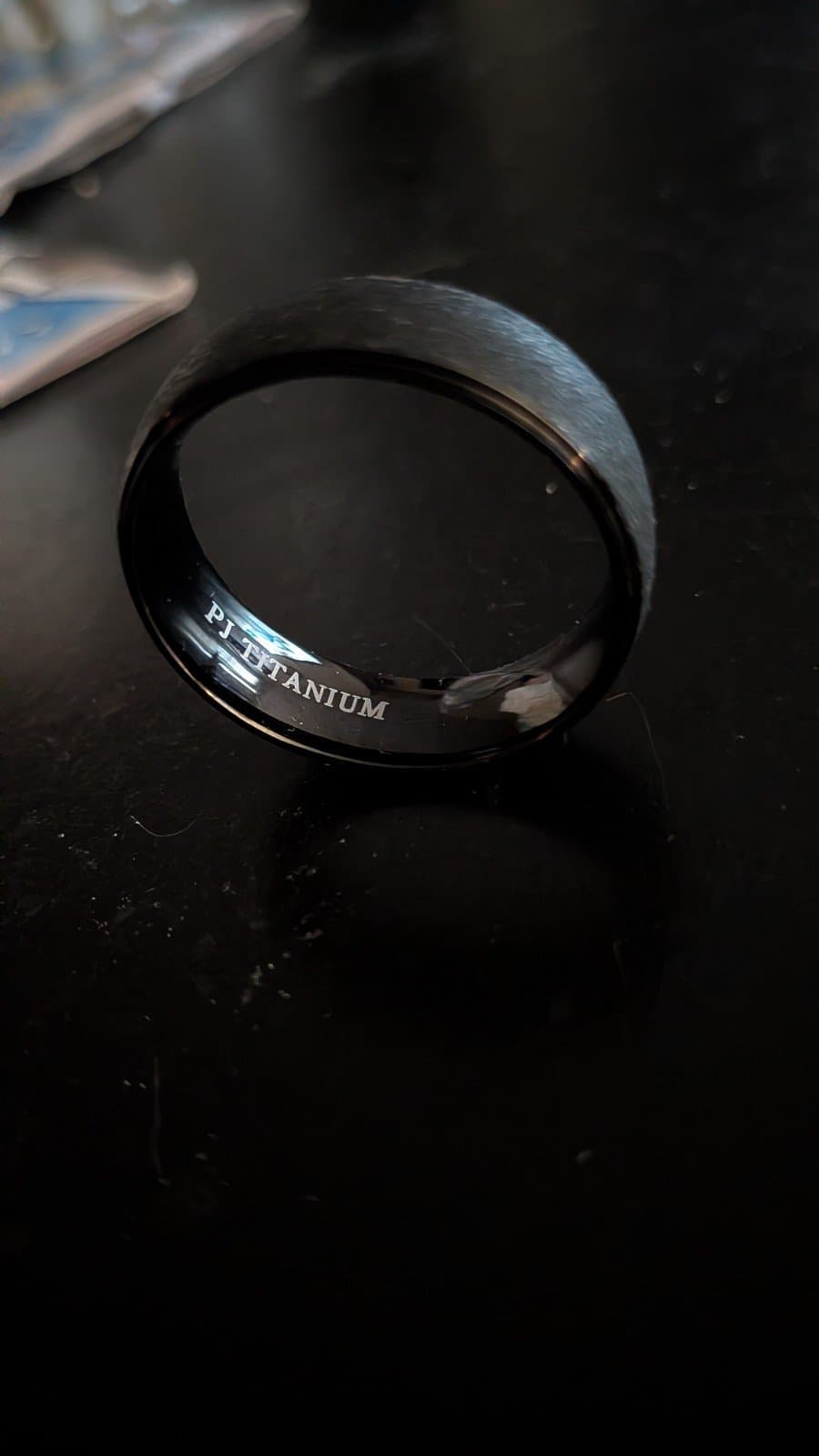 PJ titanium sandblasted men's size 11 and 1/2 black ring - Thumbnail 4