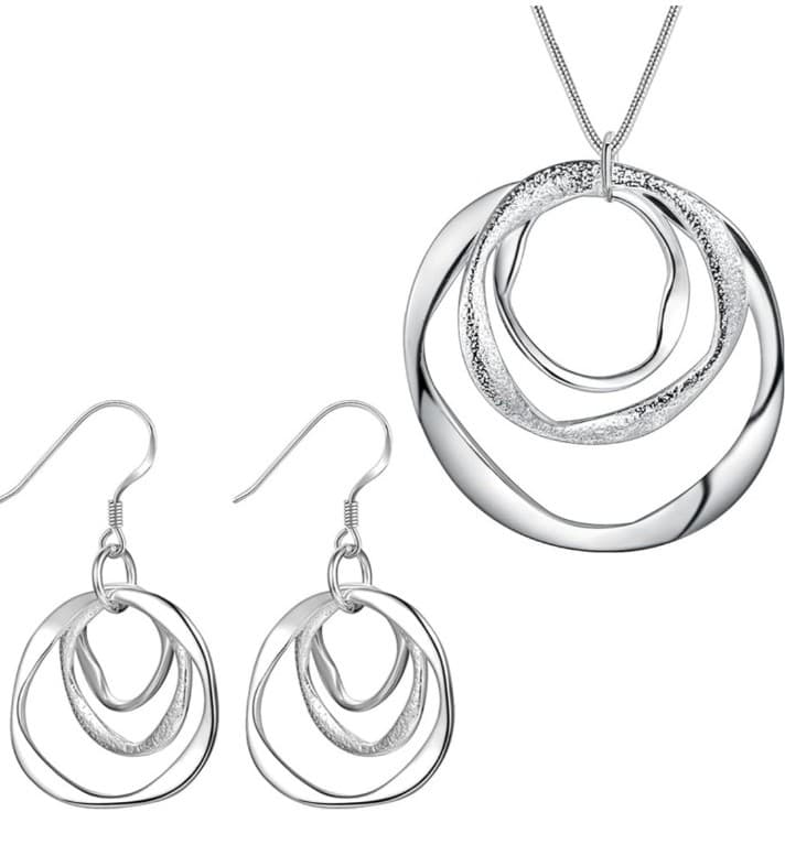 Sterling silver 925 necklace and earrings set comes with velvet Gift pouch - Thumbnail 5