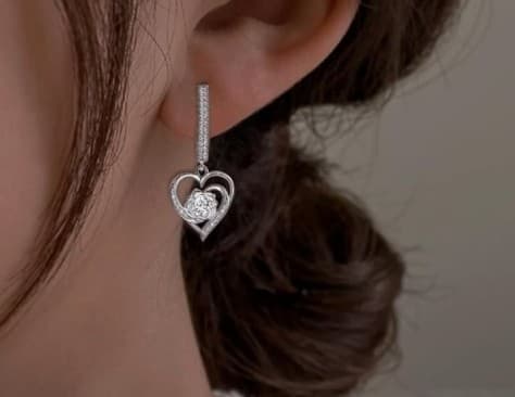 Sterling silver 925 heart earrings - Thumbnail 2
