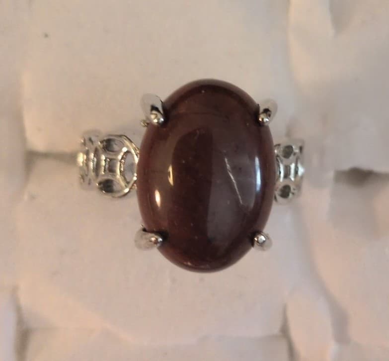Elegant Silver and Brown Women's Ring - Thumbnail 4