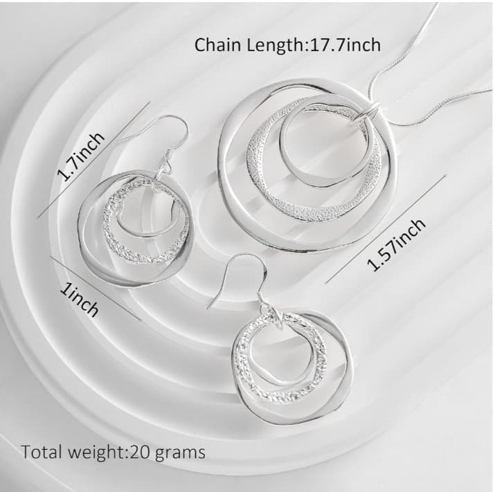 Sterling silver 925 necklace and earrings set comes with velvet Gift pouch - Thumbnail 4