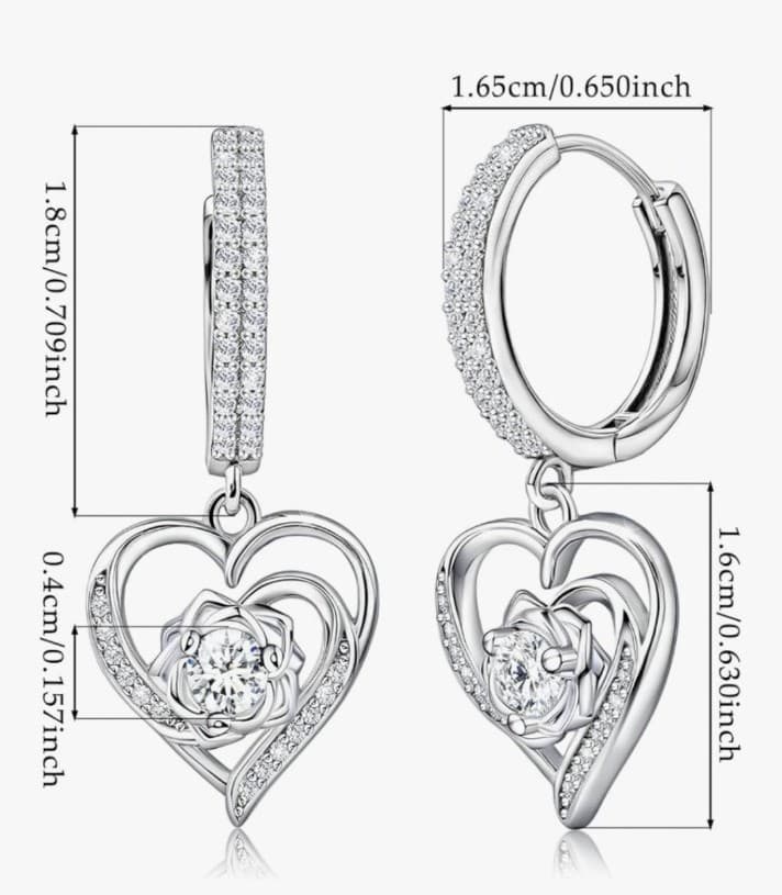 Sterling silver 925 heart earrings - Thumbnail 4